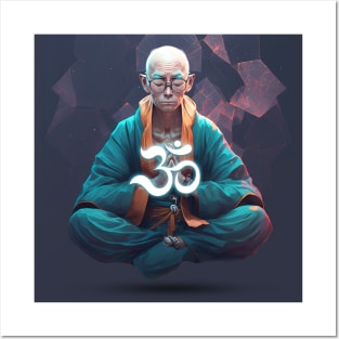 Om meditating man Posters and Art